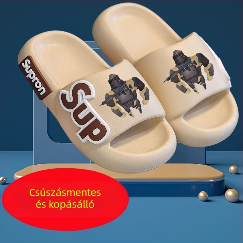 Beltéri EVA papucs gyerekeknek, csúszásmentes, légáteresztő, gyorsan száradó, állatmintás, uniszex, nyár