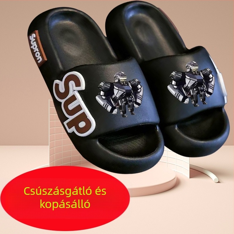 Beltéri EVA papucs gyerekeknek, csúszásmentes, légáteresztő, gyorsan száradó, állatmintás, uniszex, nyár