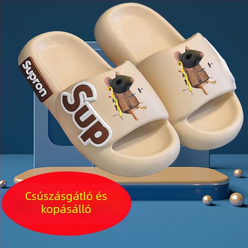 Beltéri EVA papucs gyerekeknek, csúszásmentes, légáteresztő, gyorsan száradó, állatmintás, uniszex, nyár