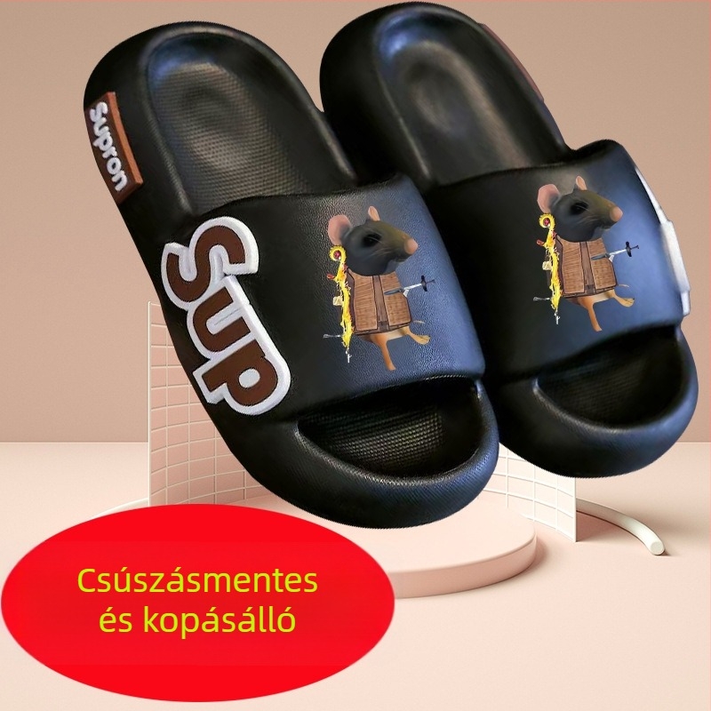 Beltéri EVA papucs gyerekeknek, csúszásmentes, légáteresztő, gyorsan száradó, állatmintás, uniszex, nyár