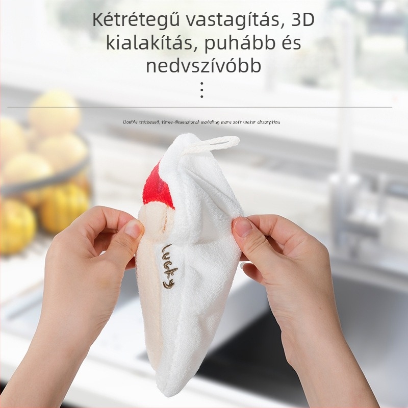 Akasztós plüss kéztörlő, nedvszívó és vastagított, fürdőszobába és konyhába