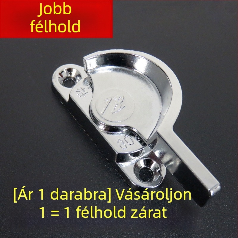 Alumíniumötvözetű félhold alakú zár csúszó ablakokhoz és ajtókhoz, modell 7B90, cinkötvözet