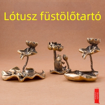 Sárgaréz lótusz visszafolyó füstölő tartó, lótuszlevél dizájn, Zen stílus, otthoni asztali dekoráció