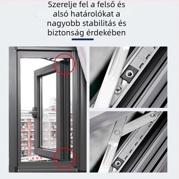 Alumínium ötvözetű ablakbiztonsági zár korlátozóval, nyitható és csúszó ablakokra