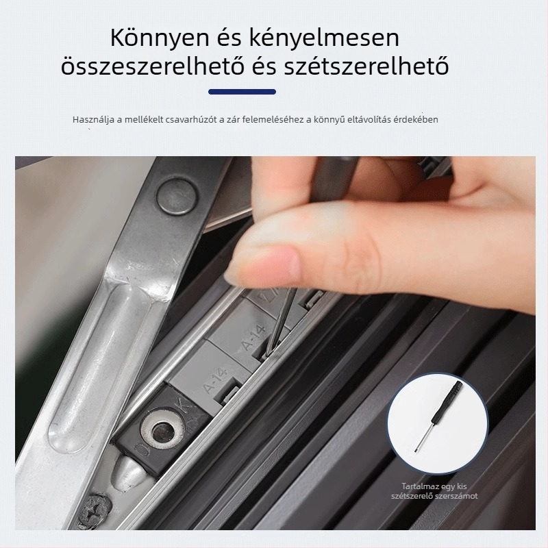 Alumínium ötvözetű ablakbiztonsági zár korlátozóval, nyitható és csúszó ablakokra
