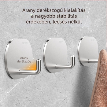 304 rozsdamentes acél horog erős ragasztóval, fúrás nélkül, teherbíró konyhához és fürdőszobához, ajtóra vagy falra rögzíthető nyomok nélkül