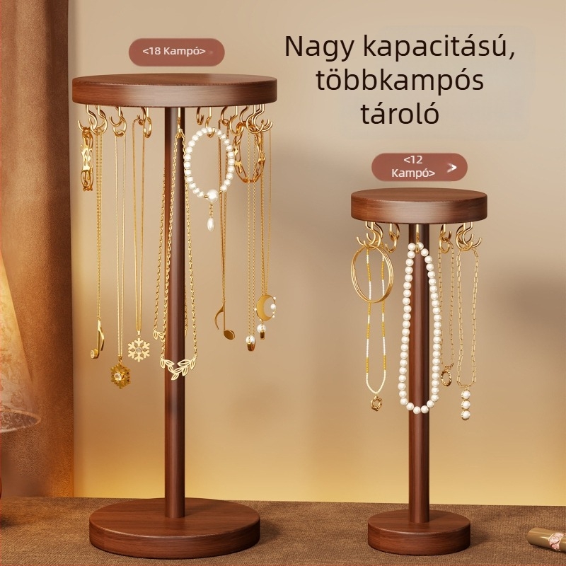 Asztali ékszerkijelző állvány fából – nyakláncok és karkötők tárolója