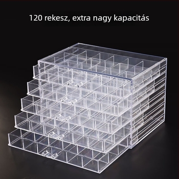 Akril körmök és ékszerek tároló doboza, többszintes szervező, átlátszó, prémium minőség