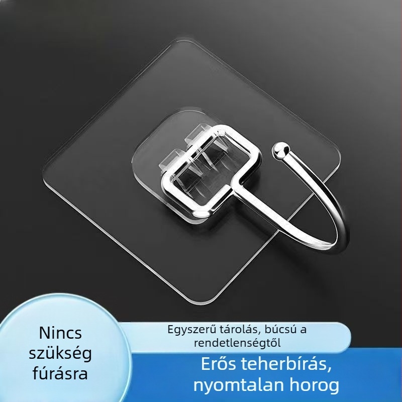 Ajtóhoz rögzíthető, perforálás nélküli tapadó kampó, PVC anyag, 0–1 kg terhelhetőség, modern minimalista stílus