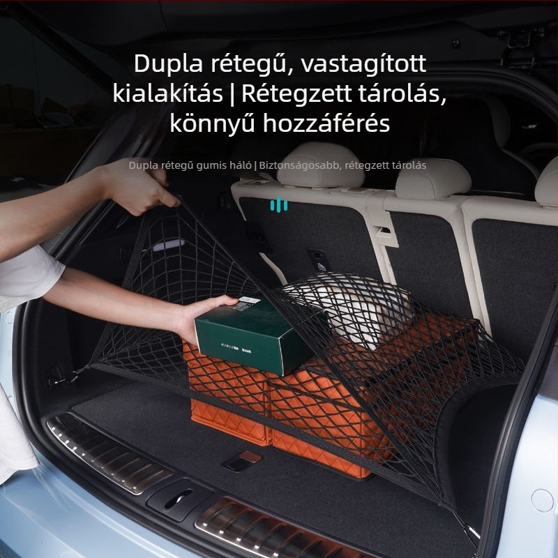 Két rétegű, rögzített csomagtartó háló autóhoz