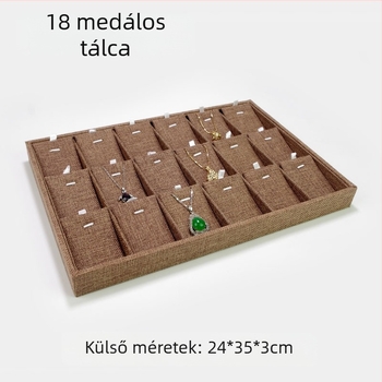 12 rekeszes fa ékszerkijelző tálca