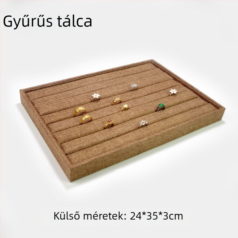 12 rekeszes fa ékszerkijelző tálca
