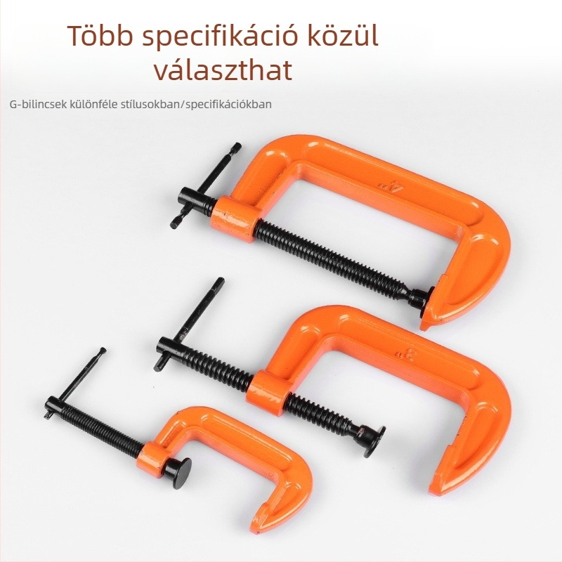 Megvastagított G-alakú asztalos clamp – többfunkciós, erős rögzítő eszköz faipari feladatokhoz és gépi munkákhoz, ajtókhoz és ablakokhoz