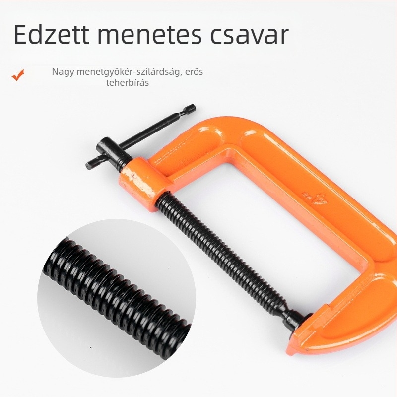 Megvastagított G-alakú asztalos clamp – többfunkciós, erős rögzítő eszköz faipari feladatokhoz és gépi munkákhoz, ajtókhoz és ablakokhoz