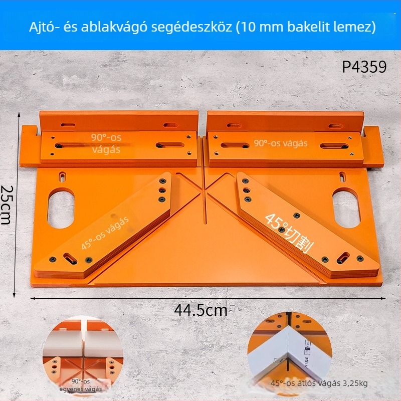 Fából készült ajtóprofil vágó eszköz 45°-os szöghez, magas precizitás és tartósság