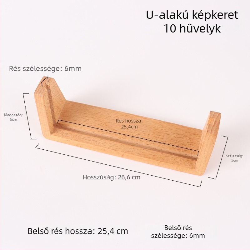 Masszív bükkfából készült U-alakú világító asztali naptár alap, akril tartóval és fotókerettel