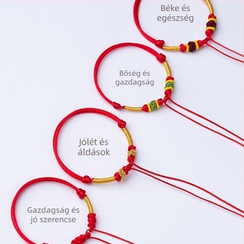 Baba gyöngyökkel DIY kézi szövésű medál piros zsinóron