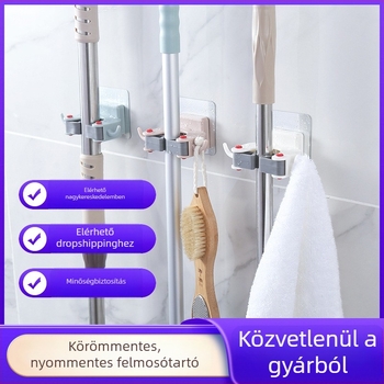 Leyuji Csavar nélküli falra szerelhető mop tartó és seprűtartó — többfunkciós tároló
