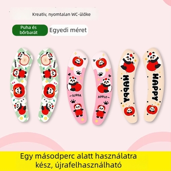 Aranyos karikatúra öntapadó WC-ülőke párna, egész éves használatra, dezodoráló matrica a fürdőszobába