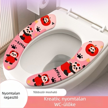 Aranyos karikatúra öntapadó WC-ülőke párna, egész éves használatra, dezodoráló matrica a fürdőszobába
