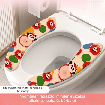 Aranyos karikatúra öntapadó WC-ülőke párna, egész éves használatra, dezodoráló matrica a fürdőszobába