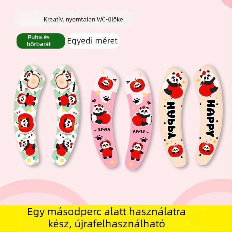 Aranyos karikatúra öntapadó WC-ülőke párna, egész éves használatra, dezodoráló matrica a fürdőszobába