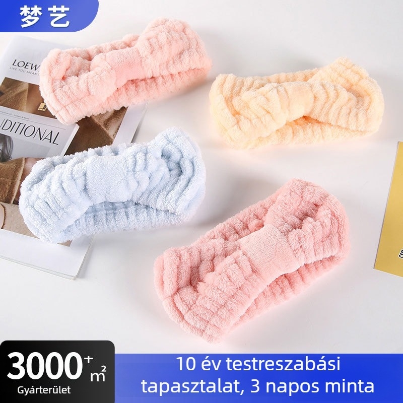 Koreai stílusú masnis hajpánt nedvszívó, sminkhez és arcmaszkhoz, jóga hajpánt, állítható, tavasz 2025.