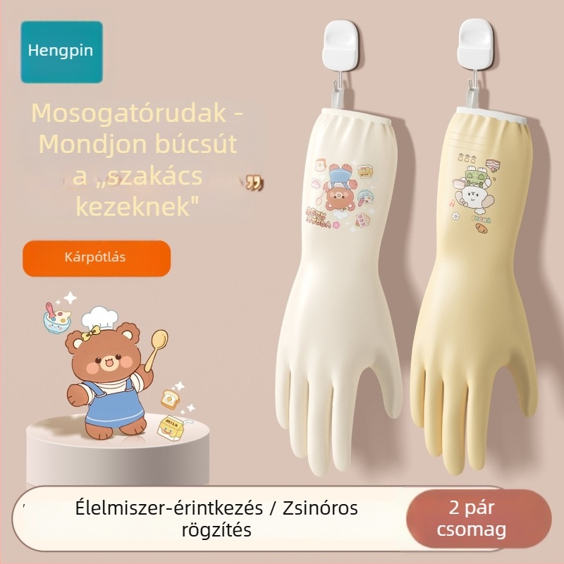 Hengpin edénymosó kesztyűk, vastag nitril, konyhai tisztítás, vízálló, élelmiszer-biztonsági minőség, 32 cm hosszú