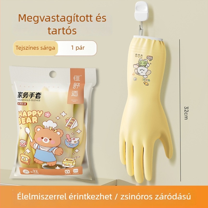 Hengpin edénymosó kesztyűk, vastag nitril, konyhai tisztítás, vízálló, élelmiszer-biztonsági minőség, 32 cm hosszú