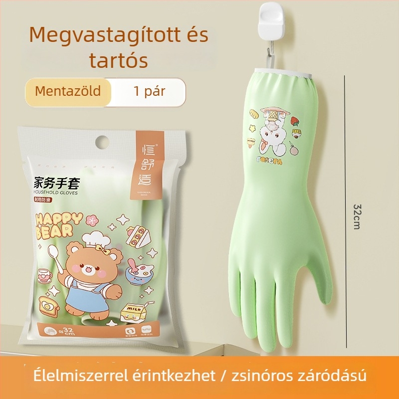 Hengpin edénymosó kesztyűk, vastag nitril, konyhai tisztítás, vízálló, élelmiszer-biztonsági minőség, 32 cm hosszú