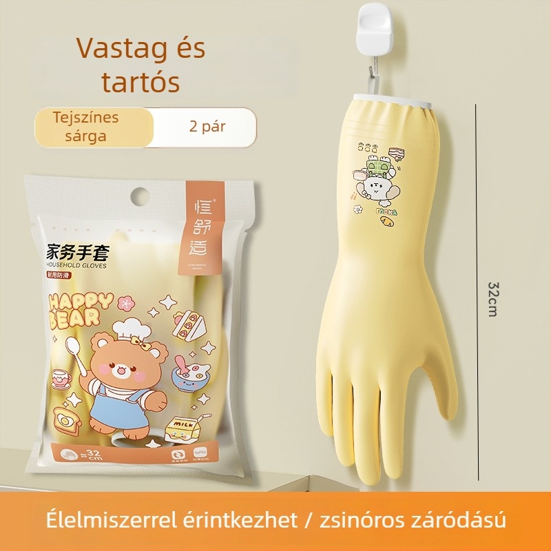 Hengpin edénymosó kesztyűk, vastag nitril, konyhai tisztítás, vízálló, élelmiszer-biztonsági minőség, 32 cm hosszú