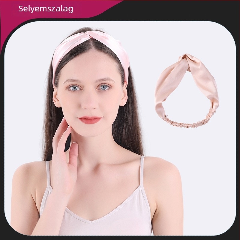 100% selyem hajpánt, elasztikus, keresztcsavar dizájnú, sportoláshoz