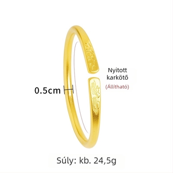 Női nyitott karkötő sárgaréz-ötvözetből, tartós szín, Béke és Öröm motívummal – divat ékszer