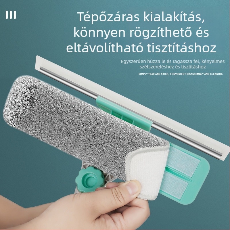 Teleszkópos kézi ablaktisztító magas épületekhez, külső üveghez, U‑alakú tisztítófej