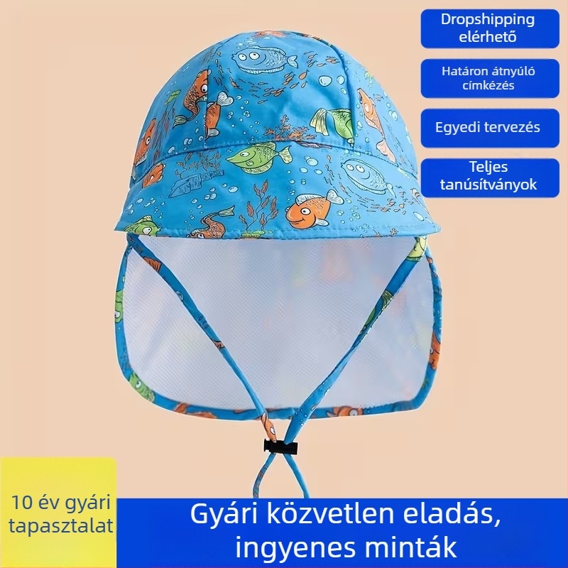 Pamutból készült, rajzolt mintás bucket sapka férfiak, nők és gyerekek számára, kültéri UV-védelem, divatos és aranyos