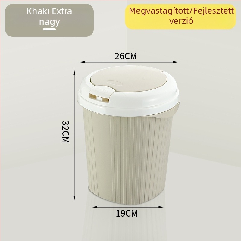Fedéllel ellátott háztartási szemetes, nyomónyitású, ovális, 4 L, fürdőszoba, konyha, nappali, PP