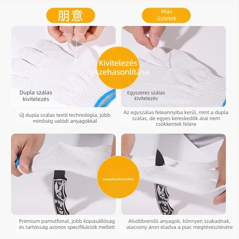 Nylon munkakesztyűk a kéz védelmére, kopásállóak, nehéz munkákhoz