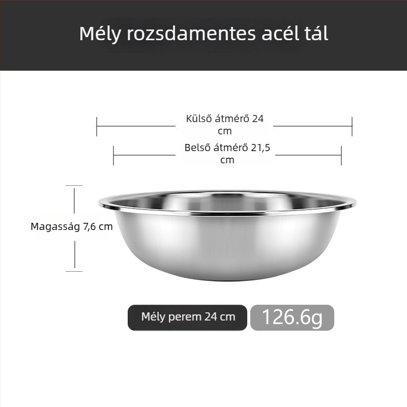 Rozsdamentes acélból készült kör alakú nagy mosóedény zöldségek mosásához, extra nagy háztartási mosóedény ruhákhoz és lábmosáshoz