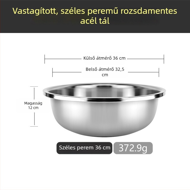 Rozsdamentes acélból készült kör alakú nagy mosóedény zöldségek mosásához, extra nagy háztartási mosóedény ruhákhoz és lábmosáshoz