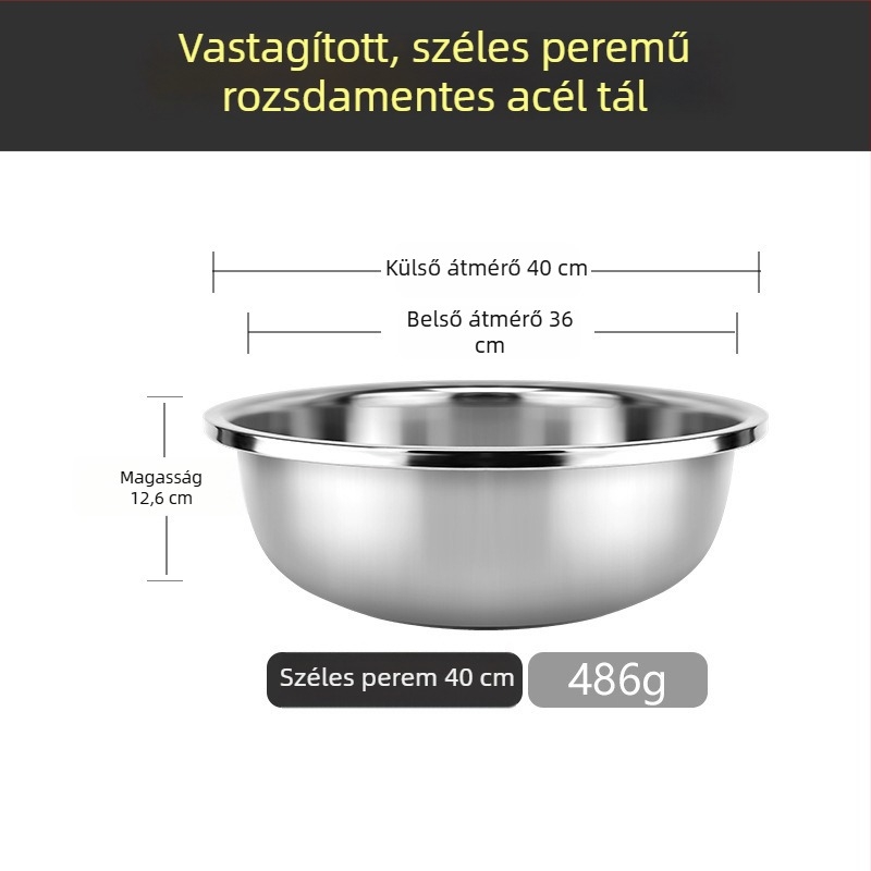 Rozsdamentes acélból készült kör alakú nagy mosóedény zöldségek mosásához, extra nagy háztartási mosóedény ruhákhoz és lábmosáshoz