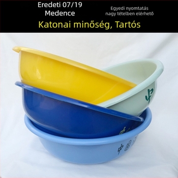 Vastagított műanyag mosdómedence kéz- és arcmosáshoz, 39 cm, sárga, kollégiumi használatra