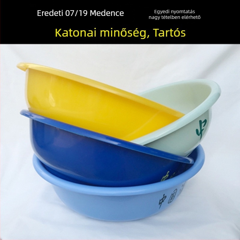 Vastagított műanyag mosdómedence kéz- és arcmosáshoz, 39 cm, sárga, kollégiumi használatra