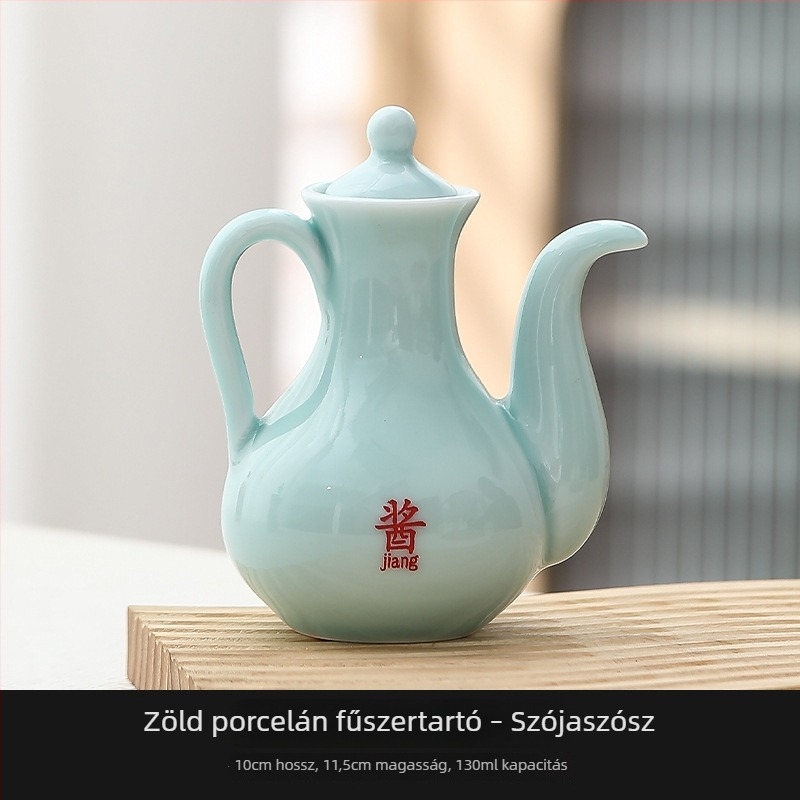 Kerámia olaj- és ízesítő készlet: olajtartó, szója- és ecet tartó, ecetüveg, japán stílusú