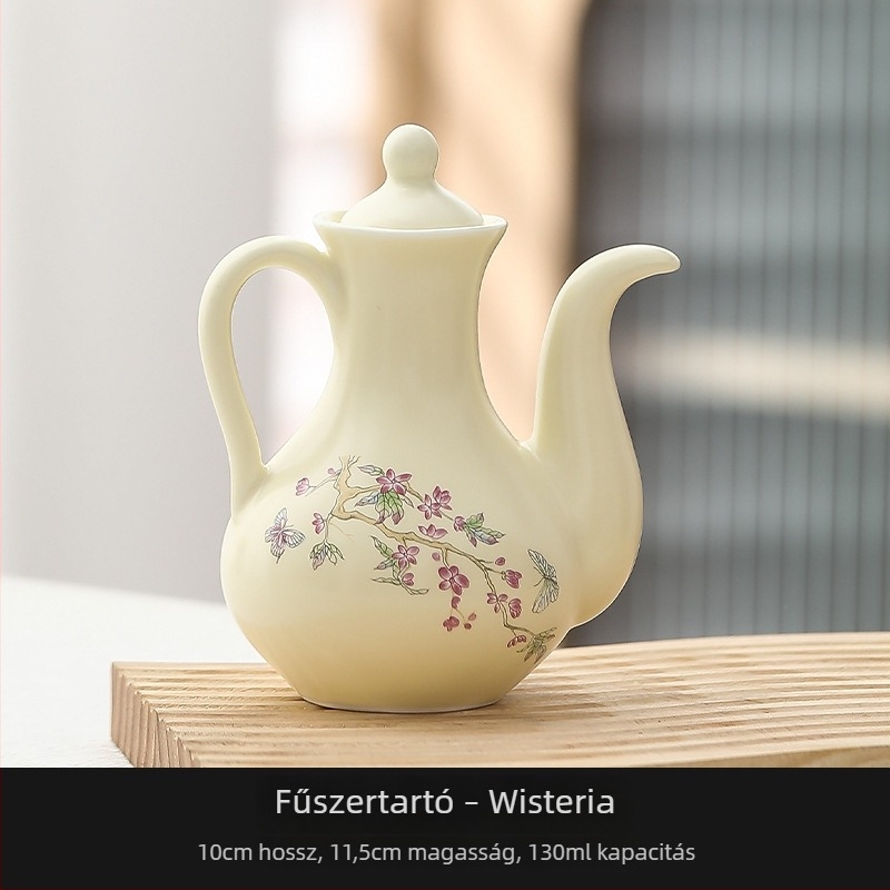 Kerámia olaj- és ízesítő készlet: olajtartó, szója- és ecet tartó, ecetüveg, japán stílusú