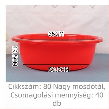 Vastagított műanyag kerek piros háztartási mosókád, 43 cm átmérő, nagy kapacitás
