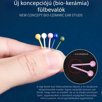 Kerámia fülcsat porcelán gömbbel a füllyuk ápolásához, nőknek, alvás közben is kényelmes