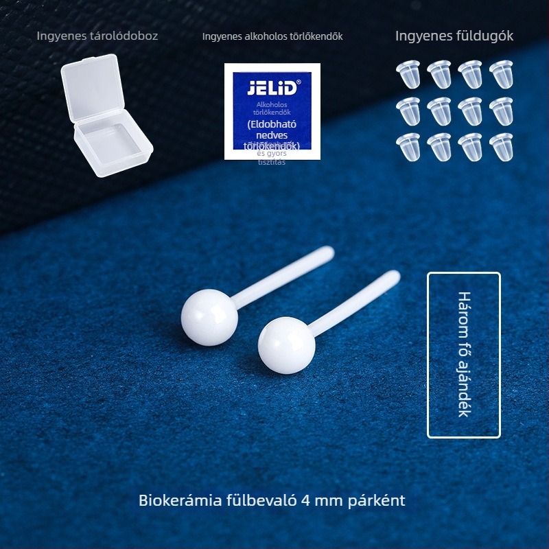 Kerámia fülcsat porcelán gömbbel a füllyuk ápolásához, nőknek, alvás közben is kényelmes