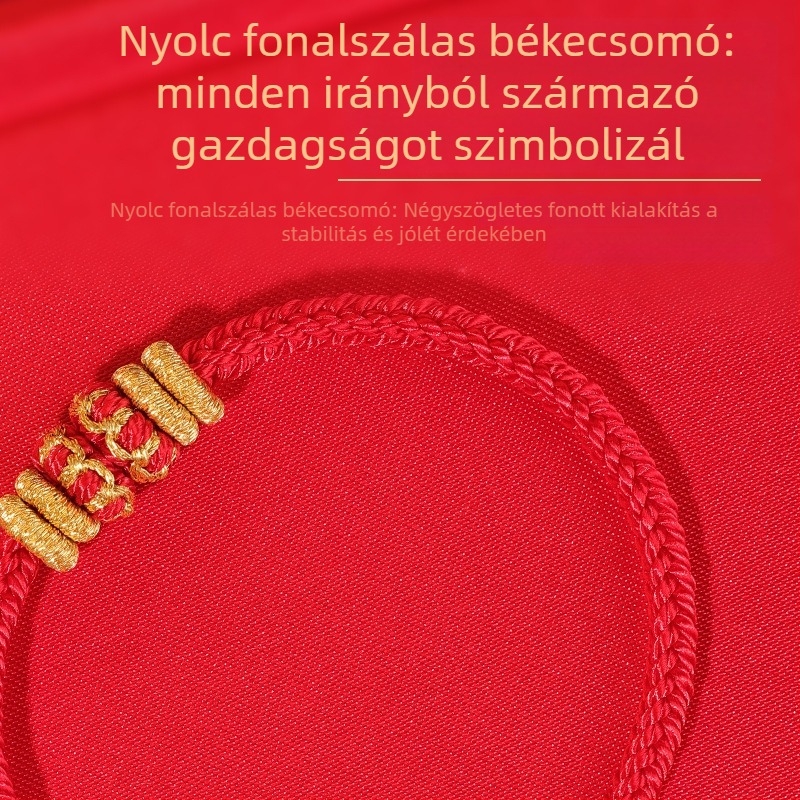 Piros zsinór karkötő pároknak, kézzel szőtt, uniszex, 2026 Ló éve.