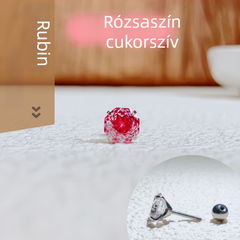 F136 Titánium ötvözet fülbevalók – rózsa vágott szív, csillogó cirkón, geometriai dizájn, könnyed luxus