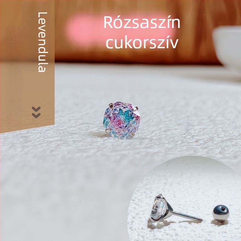 F136 Titánium ötvözet fülbevalók – rózsa vágott szív, csillogó cirkón, geometriai dizájn, könnyed luxus